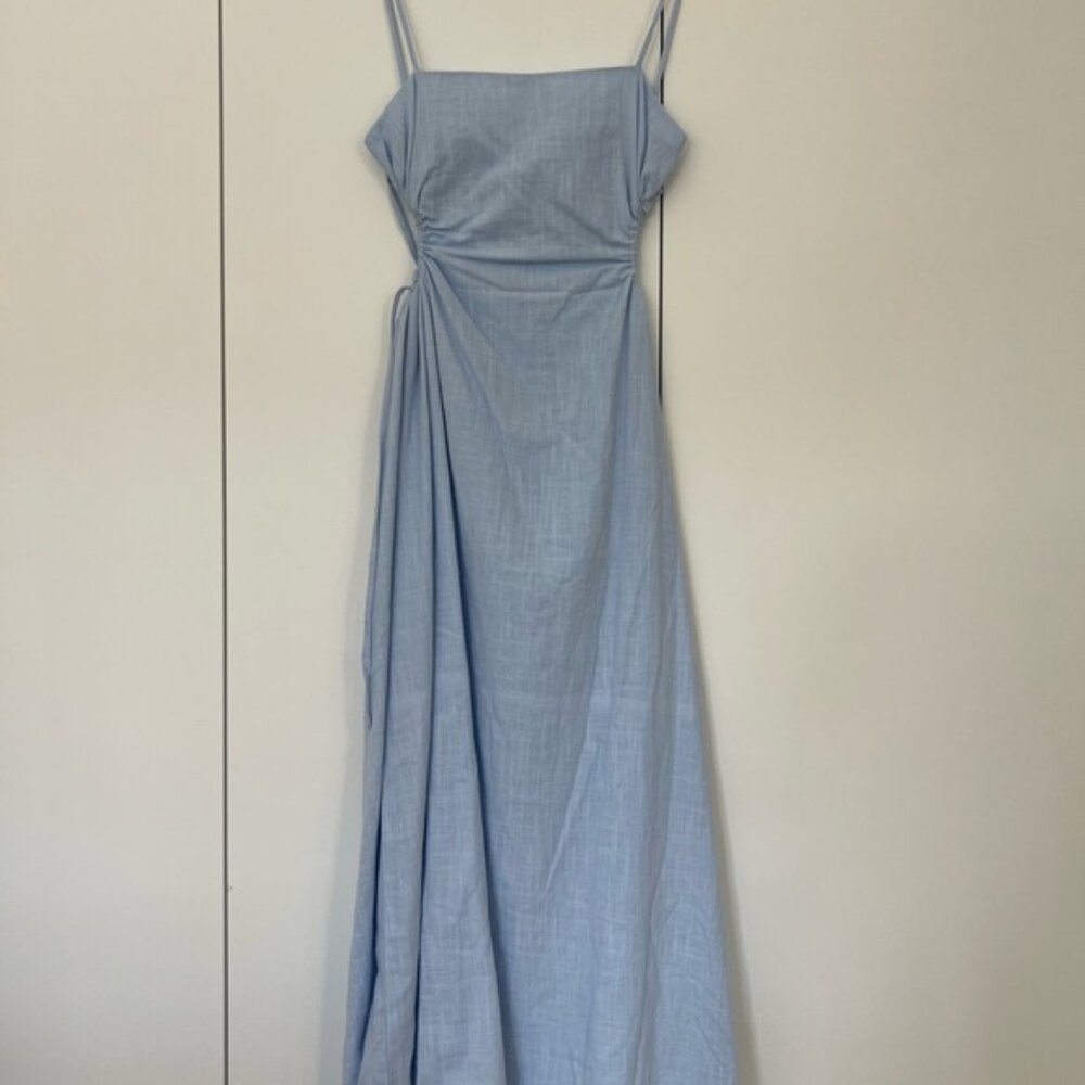 Elegant Cut Out Blue Maxi Dress